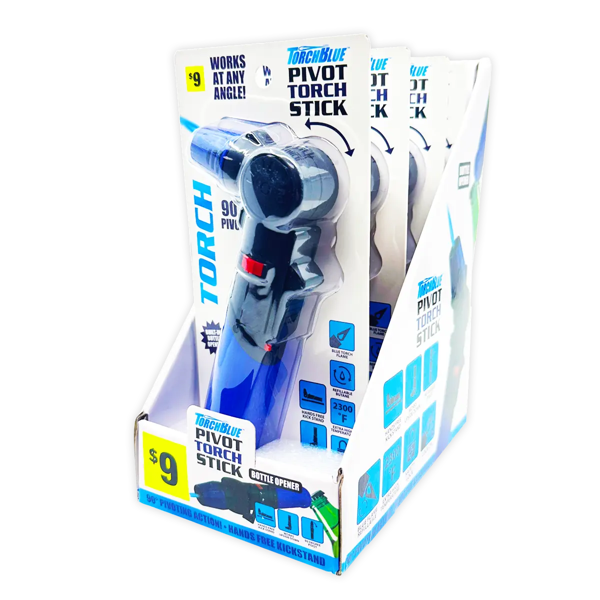 Pivot Torch Stick Lighter - 4 Pieces Per Retail Ready Display 41522 TORCH BLUE