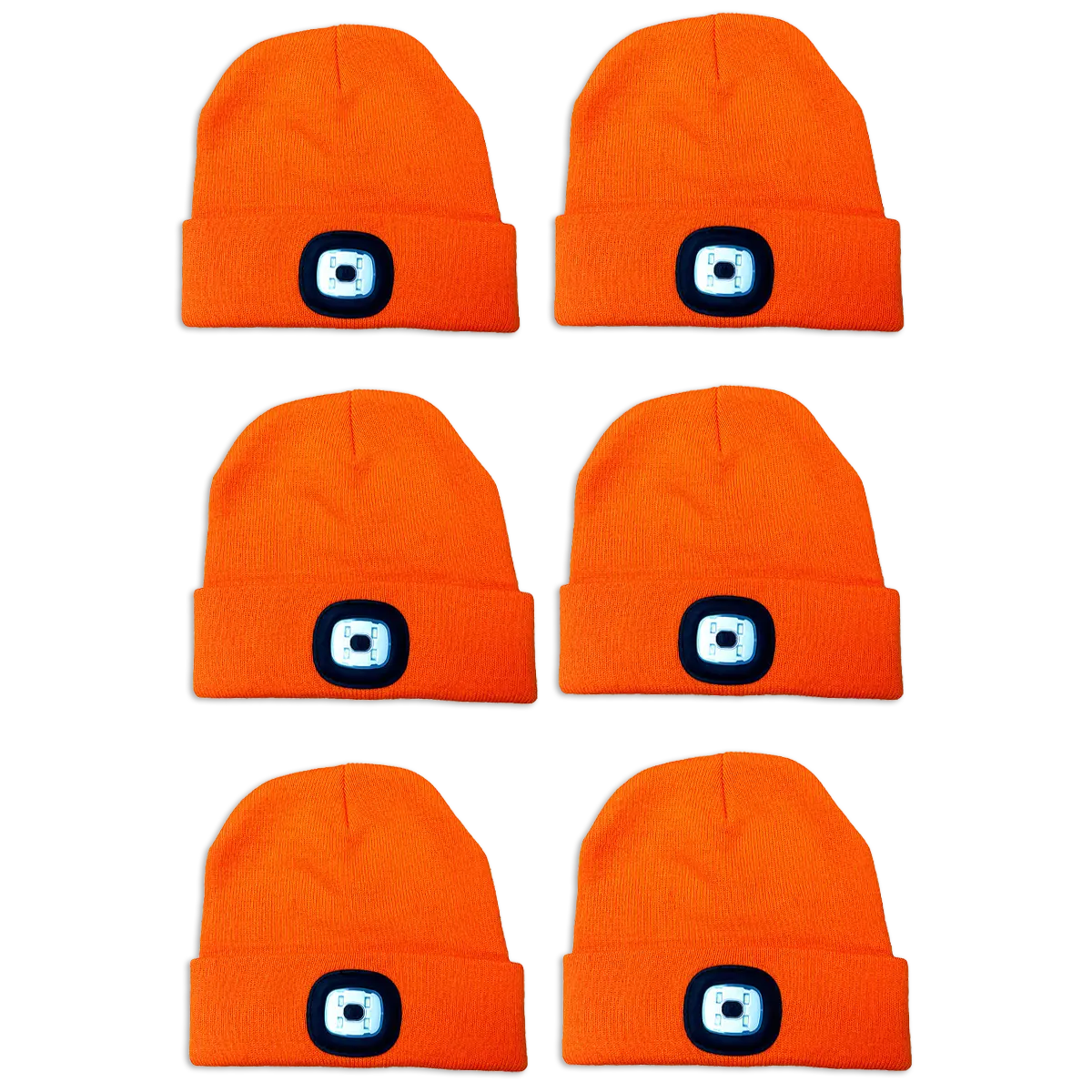 Orange LED Light Knit Hat 6 Pieces Per Pack 41598 ROUGHNECK