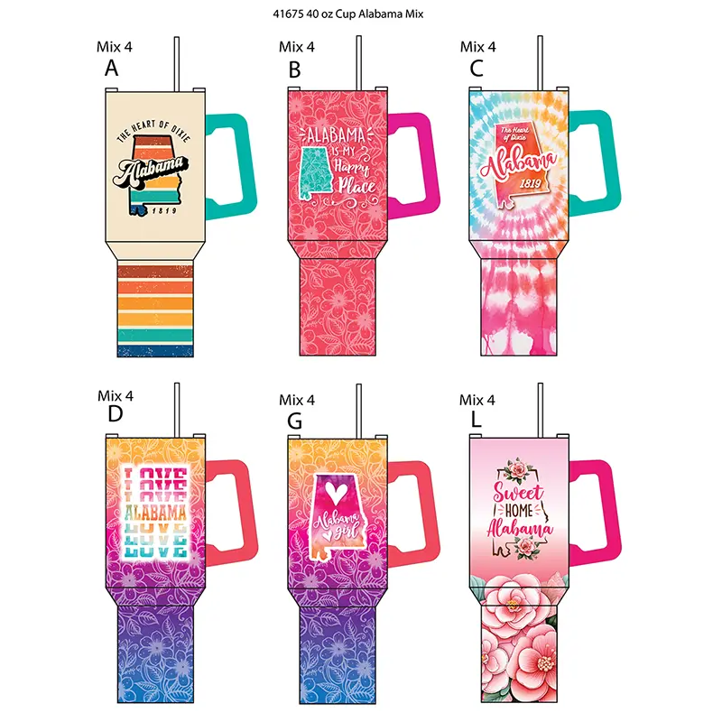 40 oz Stainless-Steel Insulated Printed Cup Alabama - 6 Pieces Per Retail Ready Display 41675 ROUGHNECK