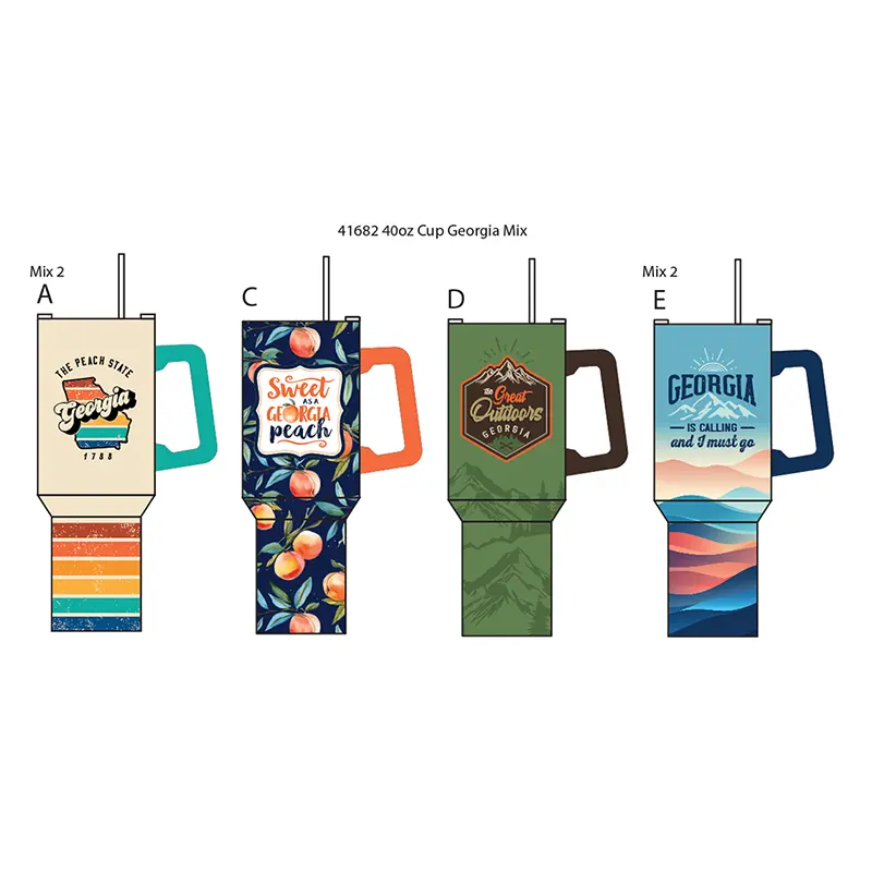 40 oz Stainless-Steel Insulated Printed Cup Georgia - 6 Pieces Per Retail Ready Display 41682 ROUGHNECK