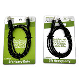 Charging Cable Reinforced Assortment 3FT 2.4 Amp - 6 Pieces Per Retail Ready Display 88476 GADGET GEAR