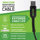 Charging Cable Reinforced Assortment 3FT 2.4 Amp - 6 Pieces Per Retail Ready Display 88476 GADGET GEAR