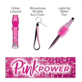Pink Power Key Chain LanyardandPen Assortment - 22 Pieces Per Retail Ready Display 88529 NOVELTY INC