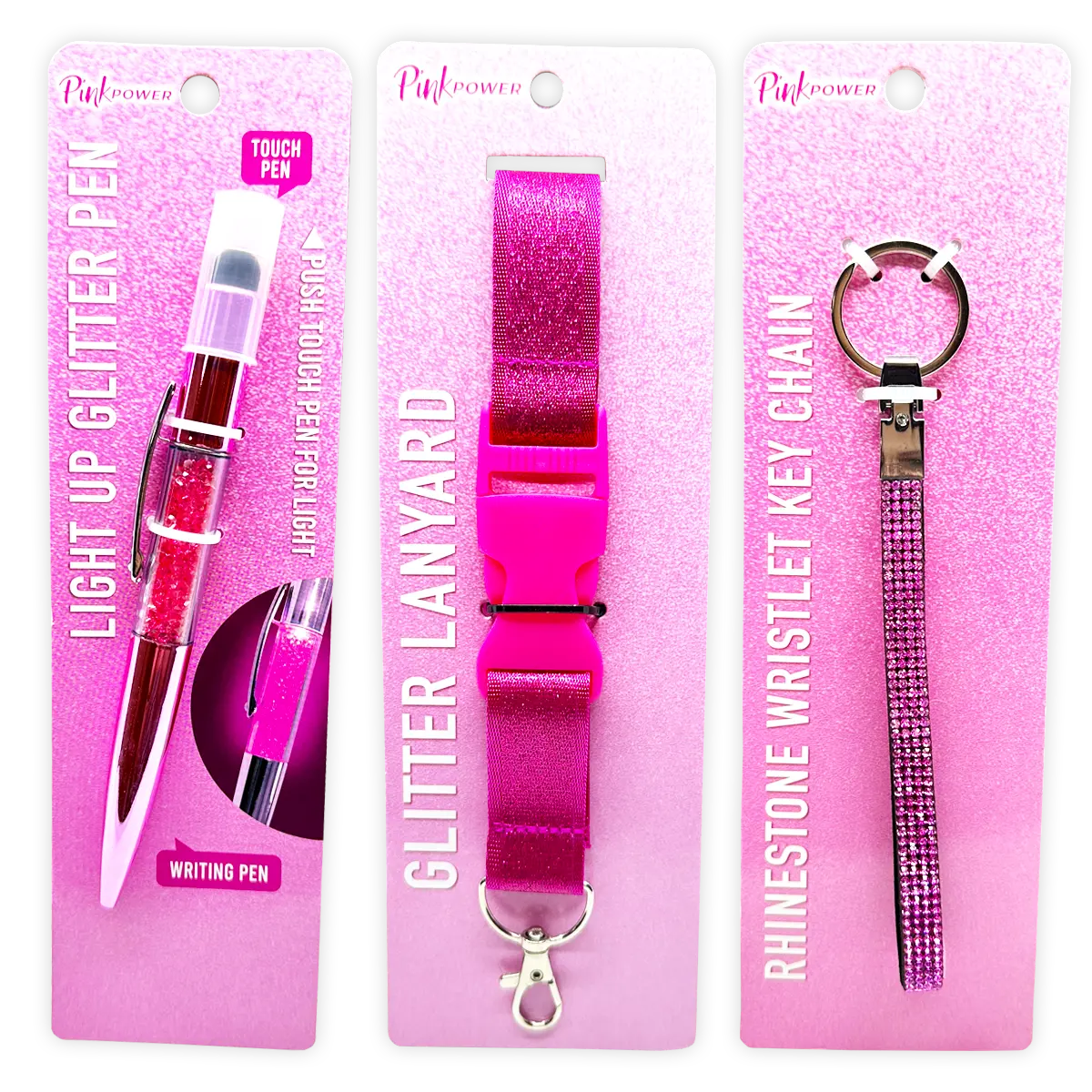 Pink Power Key Chain LanyardandPen Assortment - 22 Pieces Per Retail Ready Display 88529 NOVELTY INC