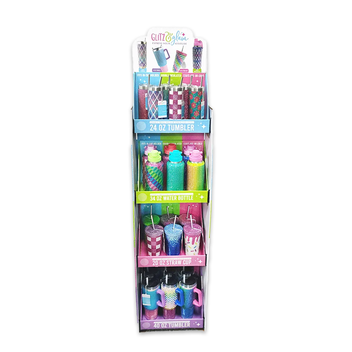 Rhinestone Cup Assortment Floor Display - 24 Pieces Per Retail Ready Display 88544 NOVELTY INC