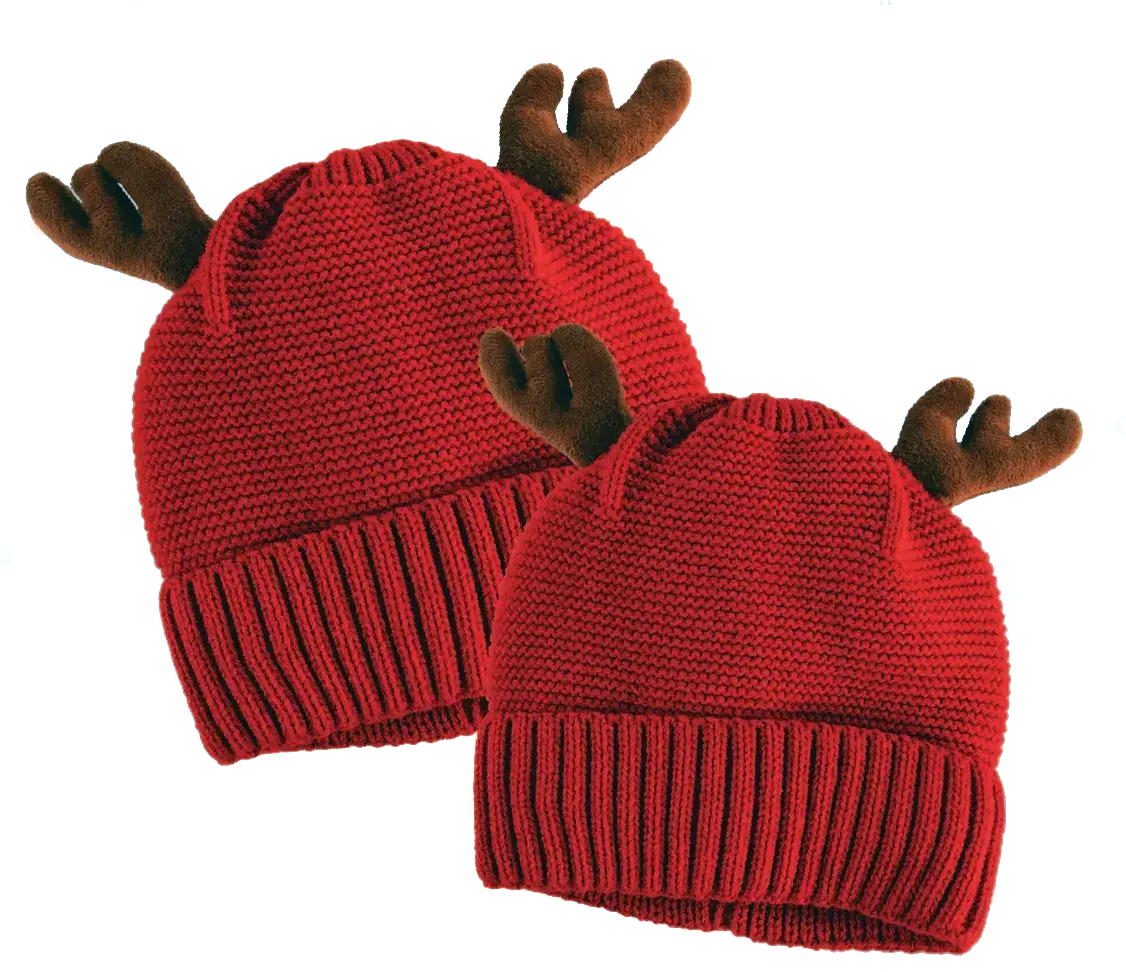 Christmas Antler Kids Winter Knit Hat Beanie with Merchandising Strip - 6 Pieces Per Retail Ready Display 41600 NOVELTY INC