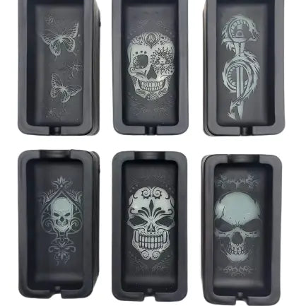 Black Glass Ashtray with LED Light-Up Design - 6 Pieces Per Retail Ready Display 23104 SMOKEZILLA