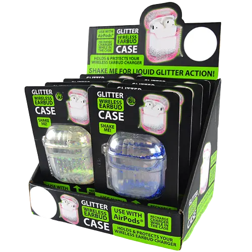 Earbud Case Liquid Glitter - 8 Pieces Per Retail Ready Display 20357 GADGET GEAR