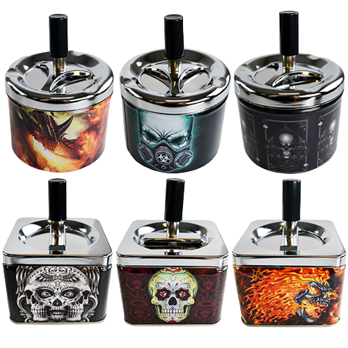 ITEM NUMBER 021548 PUSH DOWN METAL ASHTRAY 6 PIECES PER DISPLAY