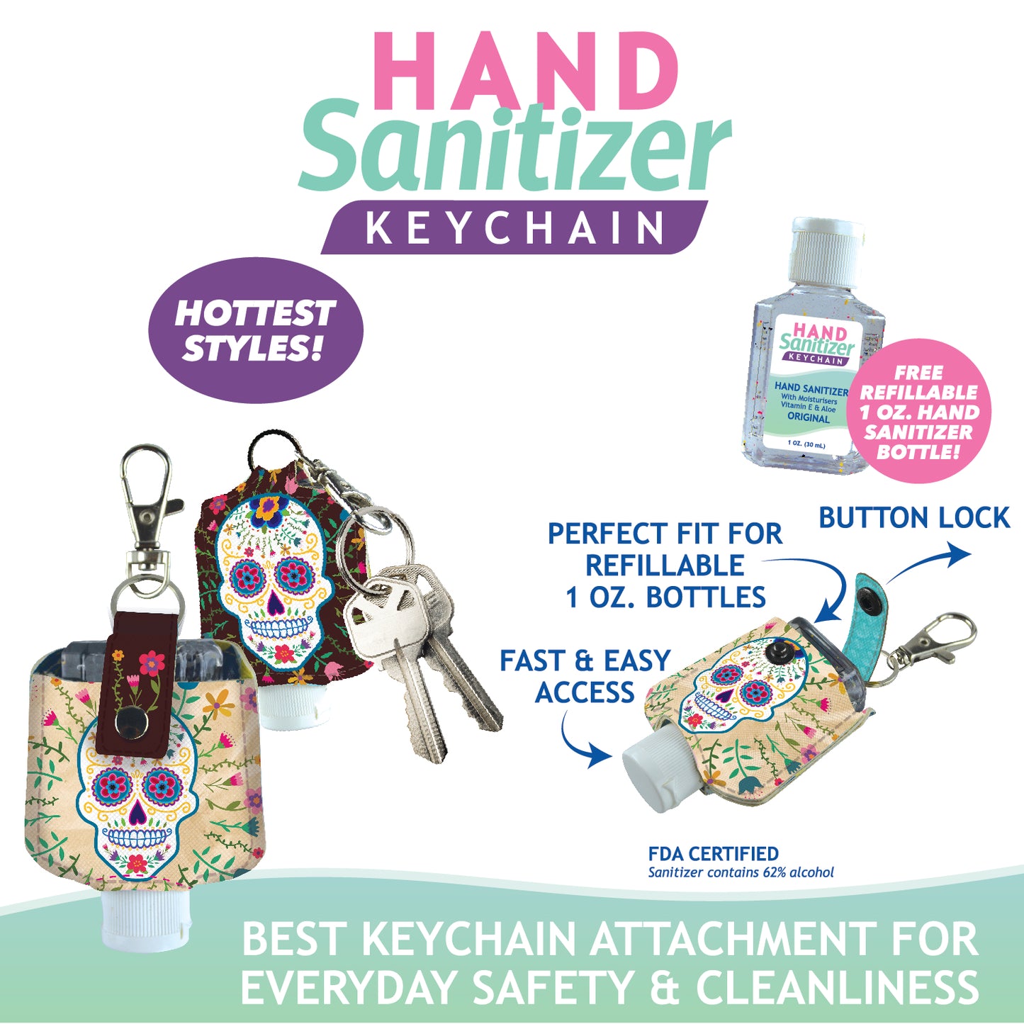 ITEM NUMBER 021667 HAND SANITIZER KEYCHAIN 12 PIECES PER DISPLAY