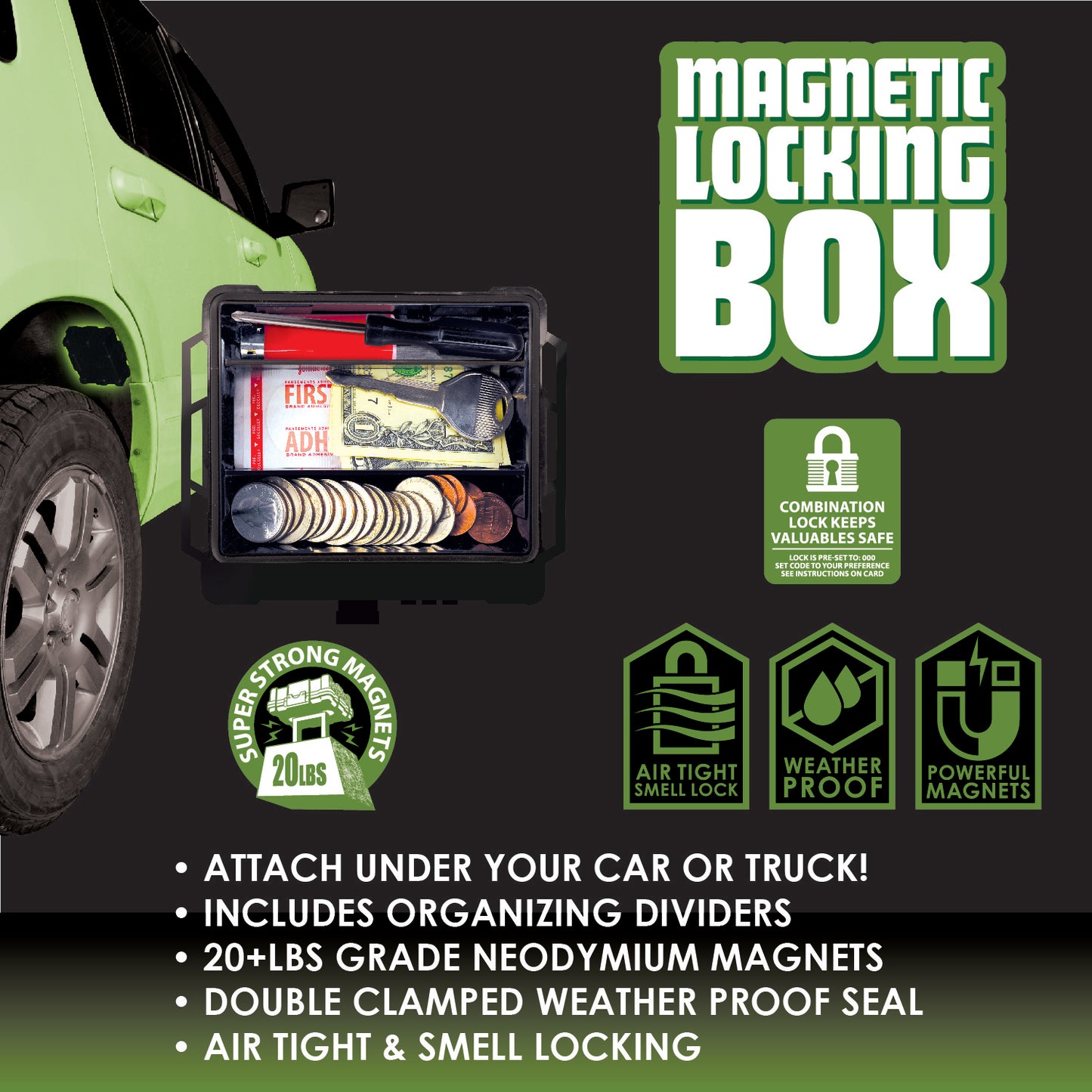 ITEM NUMBER 021738 MAGNETIC LOCKING BOX 6 PIECES PER DISPLAY