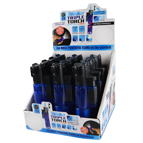 ITEM NUMBER 021802 TORCH BLUE TRIPLE TORCH LED STICK 12 PIECES PER DISPLAY