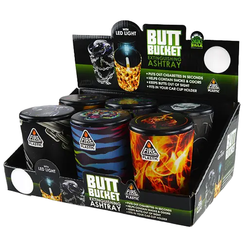 Full Print Butt Bucket Ashtray with LED Light - 6 Per Retail Ready Display SMOKEZILLA