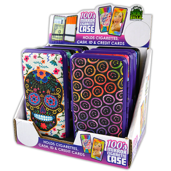 ITEM NUMBER 021871 100'S MIRROR CIG CASE 8 PIECES PER DISPLAY