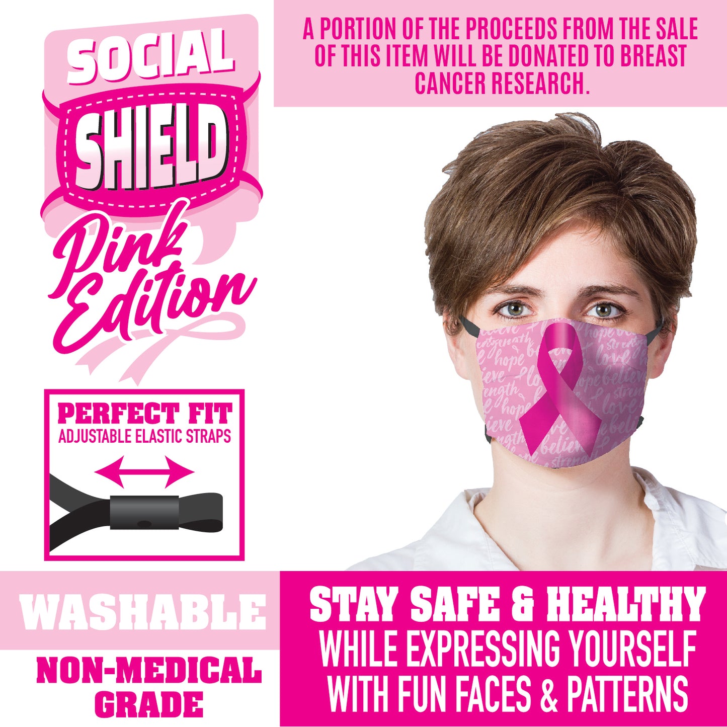ITEM NUMBER 021933 PINK PRINTED FACE COVER 24 PIECES PER DISPLAY
