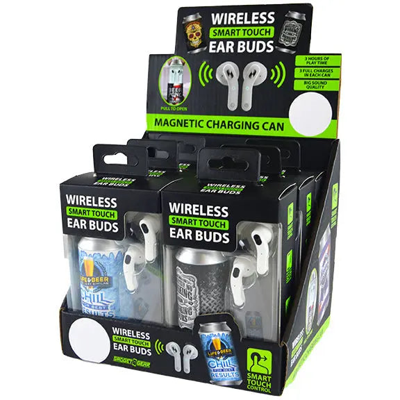Wireless Earbuds with Printed Charging Can - 6 Pieces Per Retail Ready Display 21939 GADGET GEAR