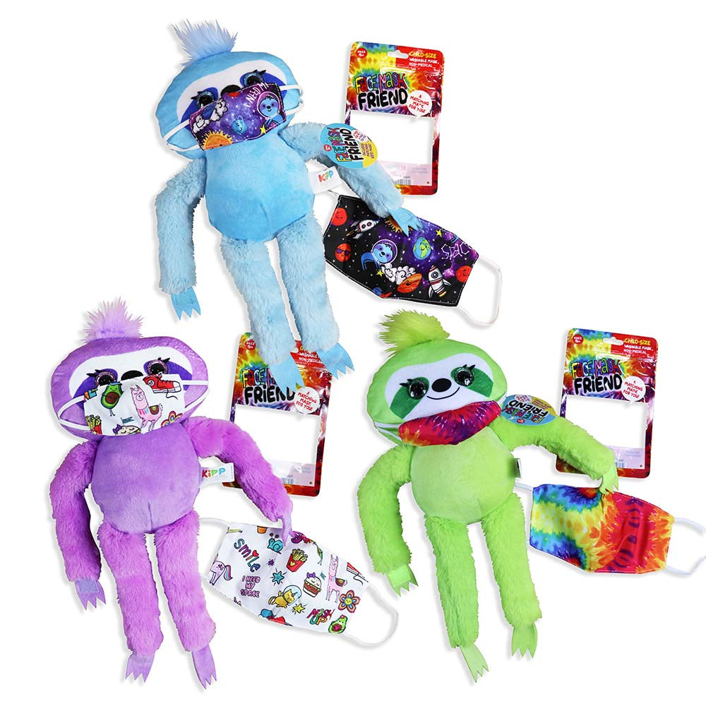 ITEM NUMBER 022055 PLUSH LONG ARM SLOTH W/MASK 12 PIECES PER DISPLAY