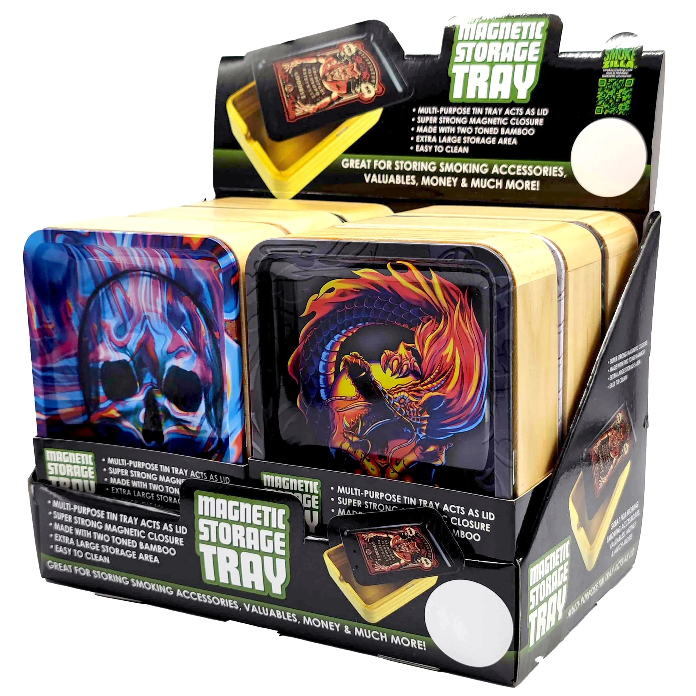 Metal Roll Tray with Magnetic Storage Box- 6 Pieces Per Retail Ready Display 22099 SMOKEZILLA