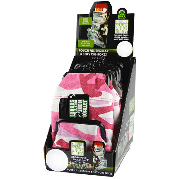 Canvas Cigarette Pouch with Camo Design - 6 Pieces Per Retail Ready Display 22117 SMOKEZILLA