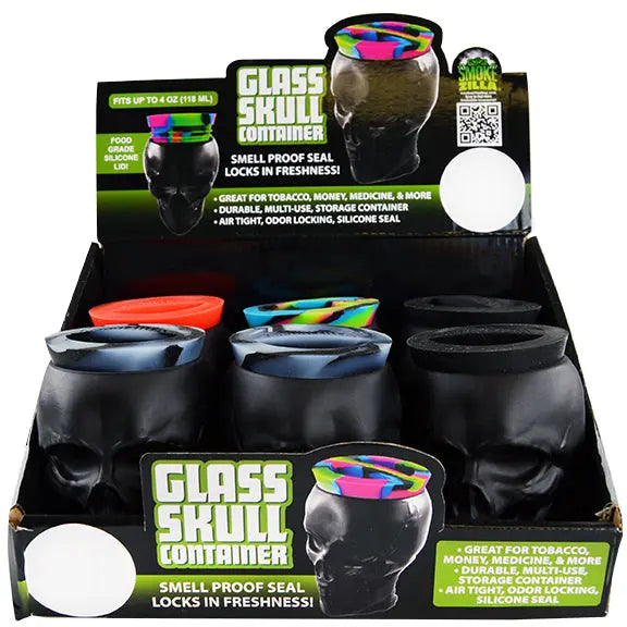 Smell Proof Glass Skull Storage Jar - 6 Pieces Per Retail Ready Display 22258 SMOKEZILLA