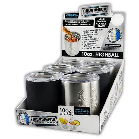 12 oz Insulated Stainless-Steel High Ball Cup - 6 Pieces Per Retail Ready Display 22267 ROUGHNECK