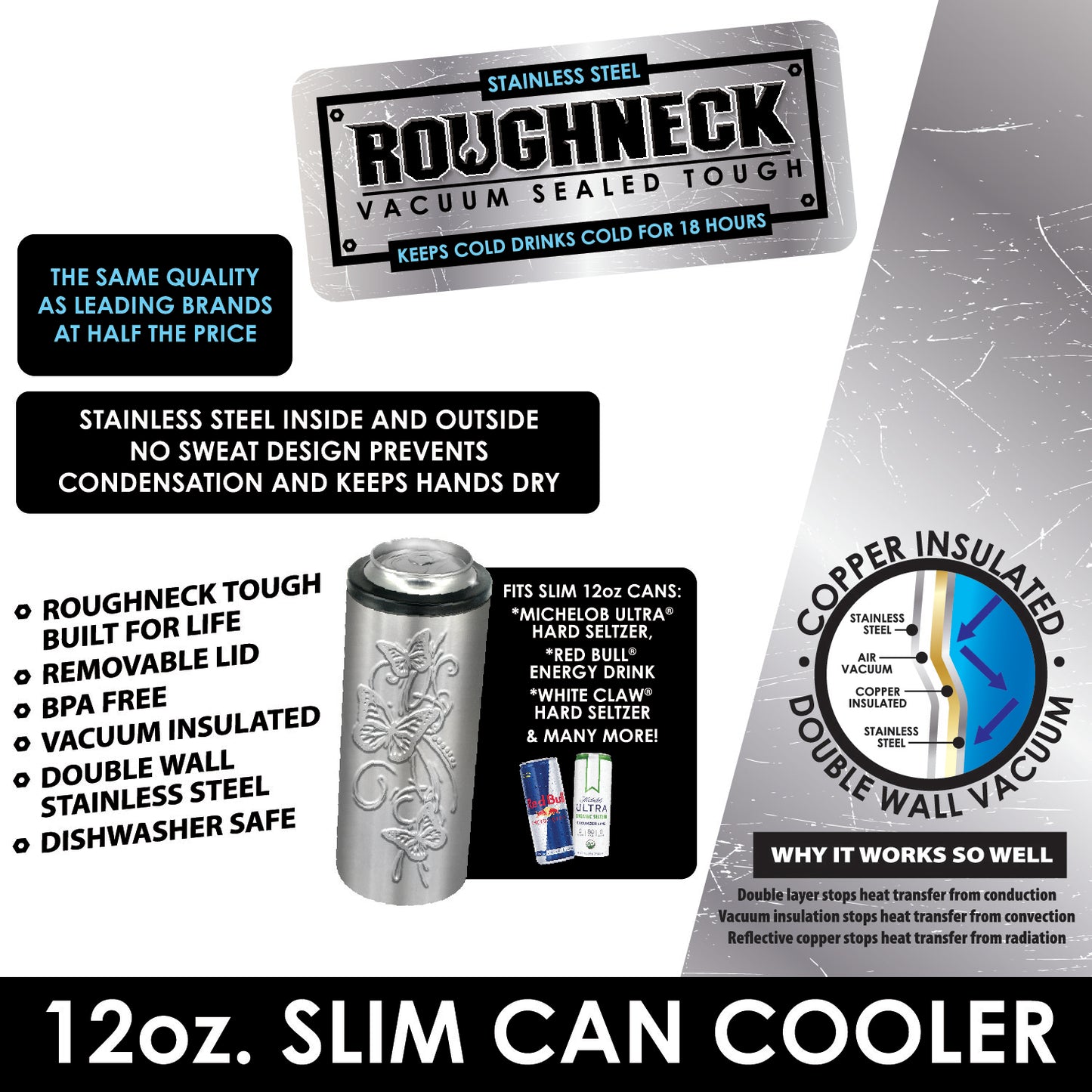 ITEM NUMBER 022270 METAL SLIM CAN COOLER 6 PIECES PER DISPLAY