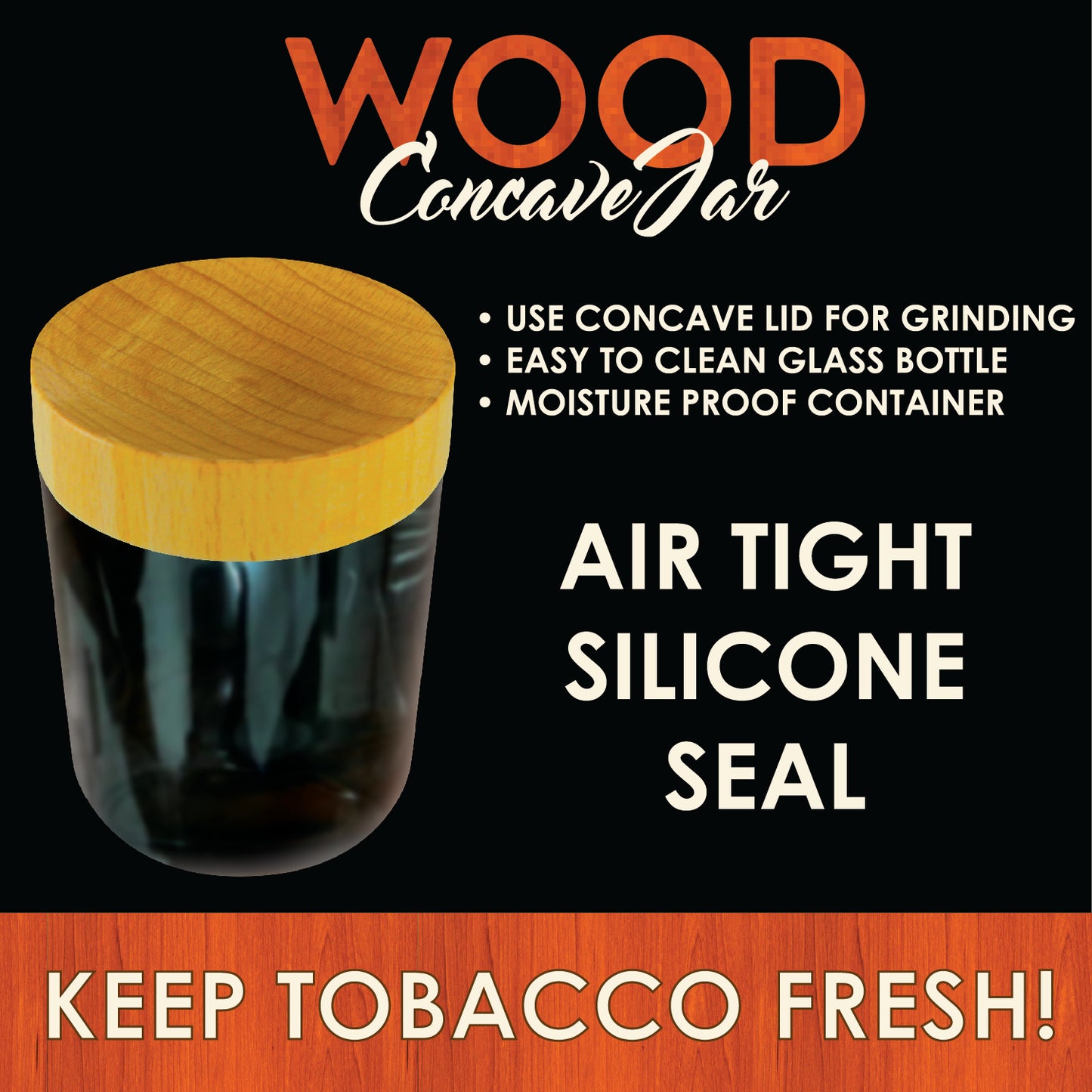 ITEM NUMBER 022281 WOOD CONCAVE JAR 6 PIECES PER DISPLAY