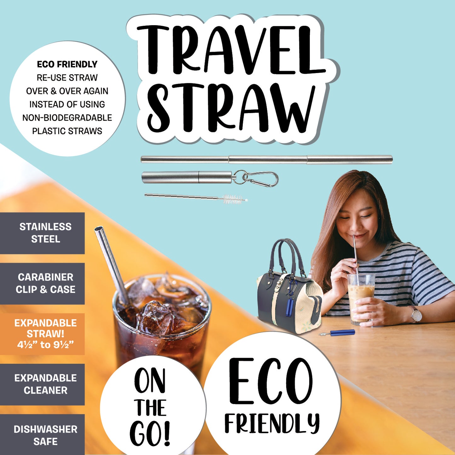 ITEM NUMBER 022285 STAINLESS STRAW 12 PIECES PER DISPLAY