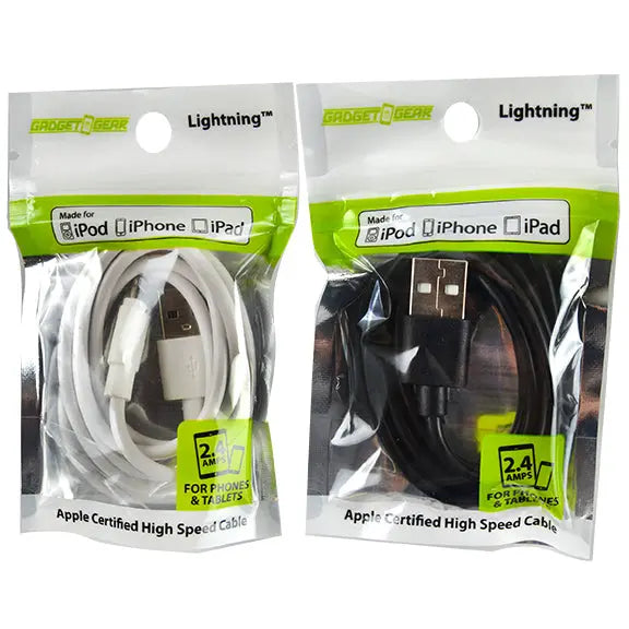 Charging Cable USB to Lightning 3FT - 6 Pieces Per Pack 22325 GADGET GEAR