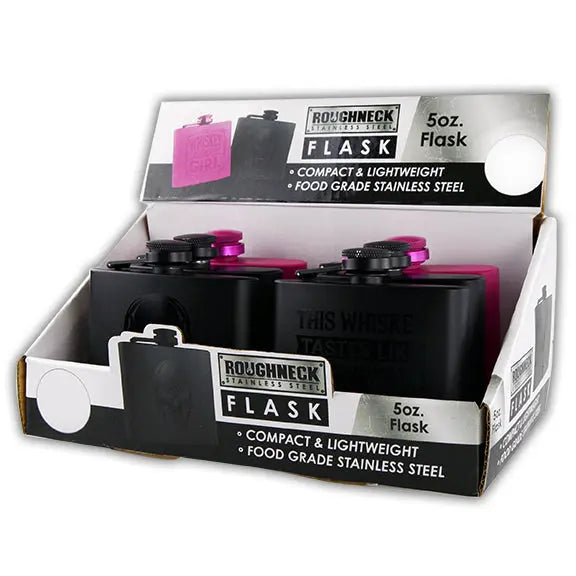 5 oz Stainless-Steel Flask - 6 Per Retail Ready Display 22425 ROUGHNECK