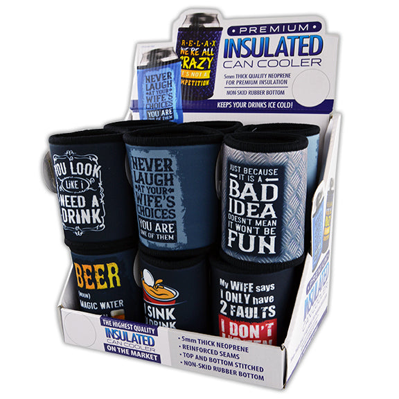 ITEM NUMBER 022439 5MM CAN COOLER 12 PIECES PER DISPLAY