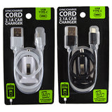 Car Charger with USB to USB-C Charging Cable Set 2.1 Amp - 2 Pieces Per Pack 22451