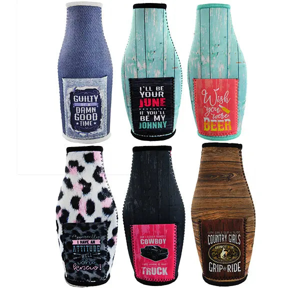 Neoprene 16 Oz Bottle Suit Cooler with Card Pocket - 6 Per Retail Ready Display 22466 POLAR GEAR