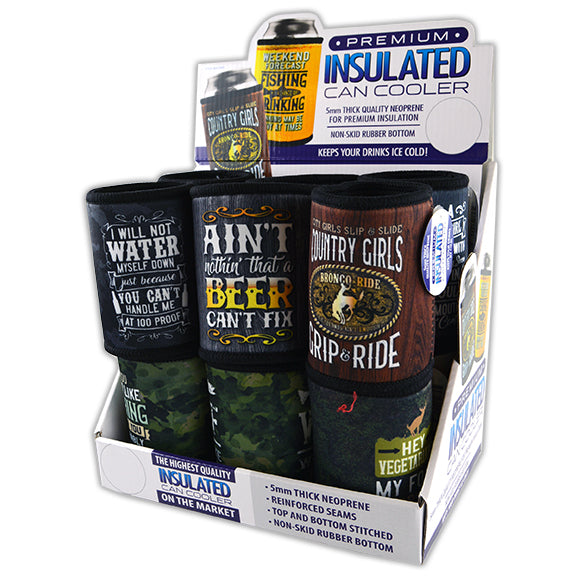 ITEM NUMBER 022468 5MM CAN COOLER 12 PIECES PER DISPLAY