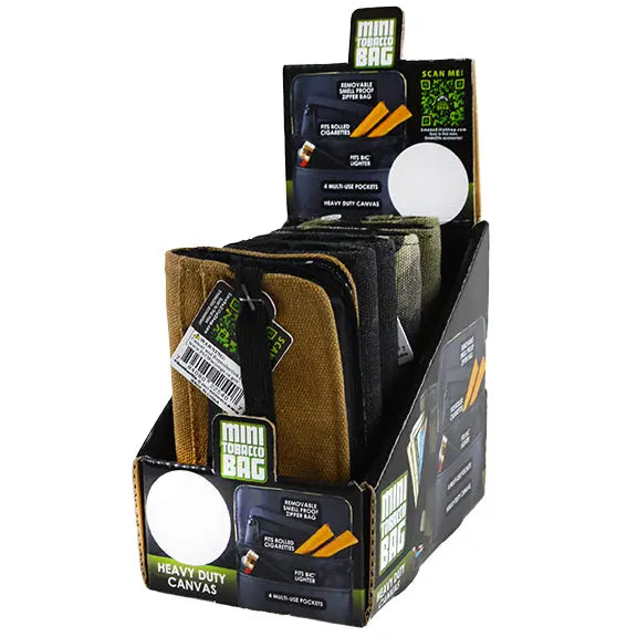 Canvas Small Tobacco Bag with Zipper Bag - 6 Pieces Per Retail Ready Display 22540 SMOKEZILLA