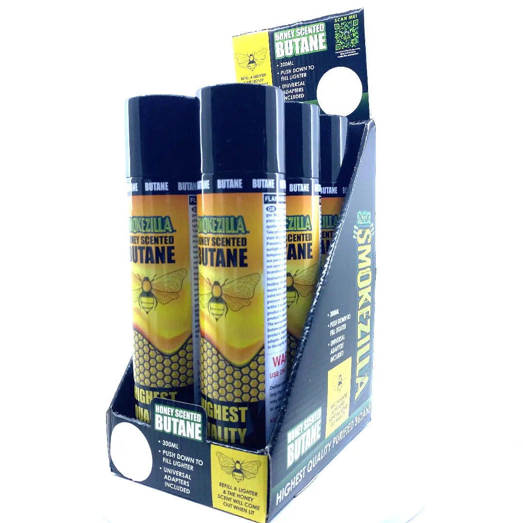 300ML Bulk Smokezilla Scented Honey Butane Refill - 6 Pieces Per Retail Ready Display 22549 SMOKEZILLA