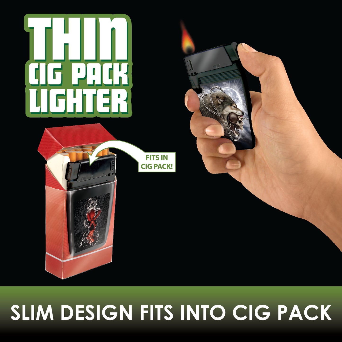 ITEM NUMBER 022607 THIN CIG PACK LIGHTER 16 PIECES PER DISPLAY