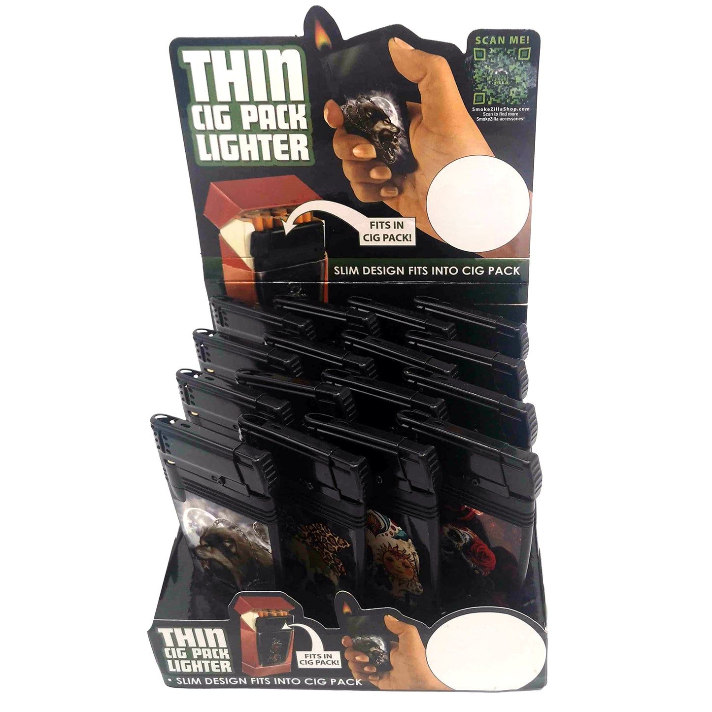 ITEM NUMBER 022607 THIN CIG PACK LIGHTER 16 PIECES PER DISPLAY