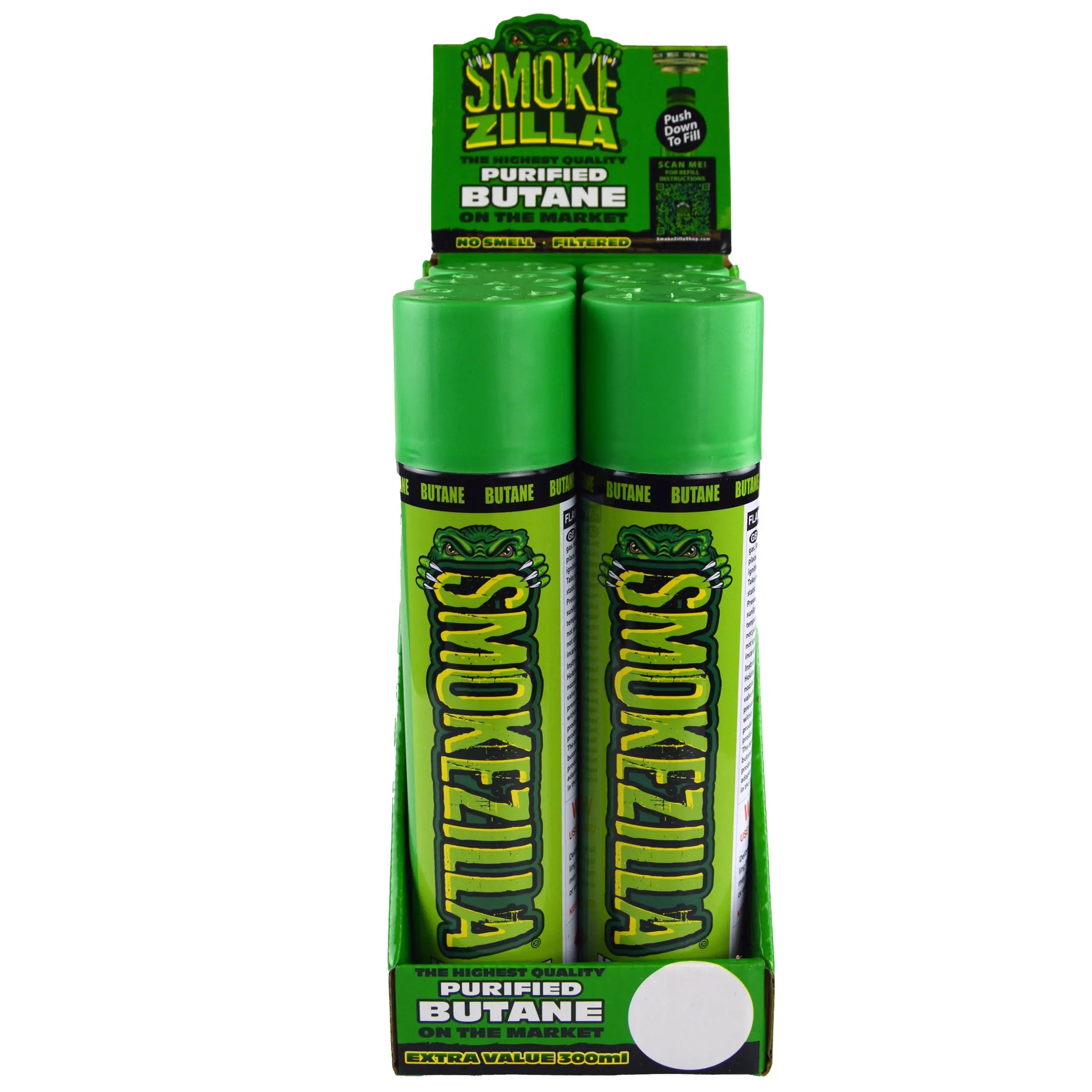 300ML Bulk Smokezilla Butane Refill - 6 Pieces Per Retail Ready Display 22633 SMOKEZILLA