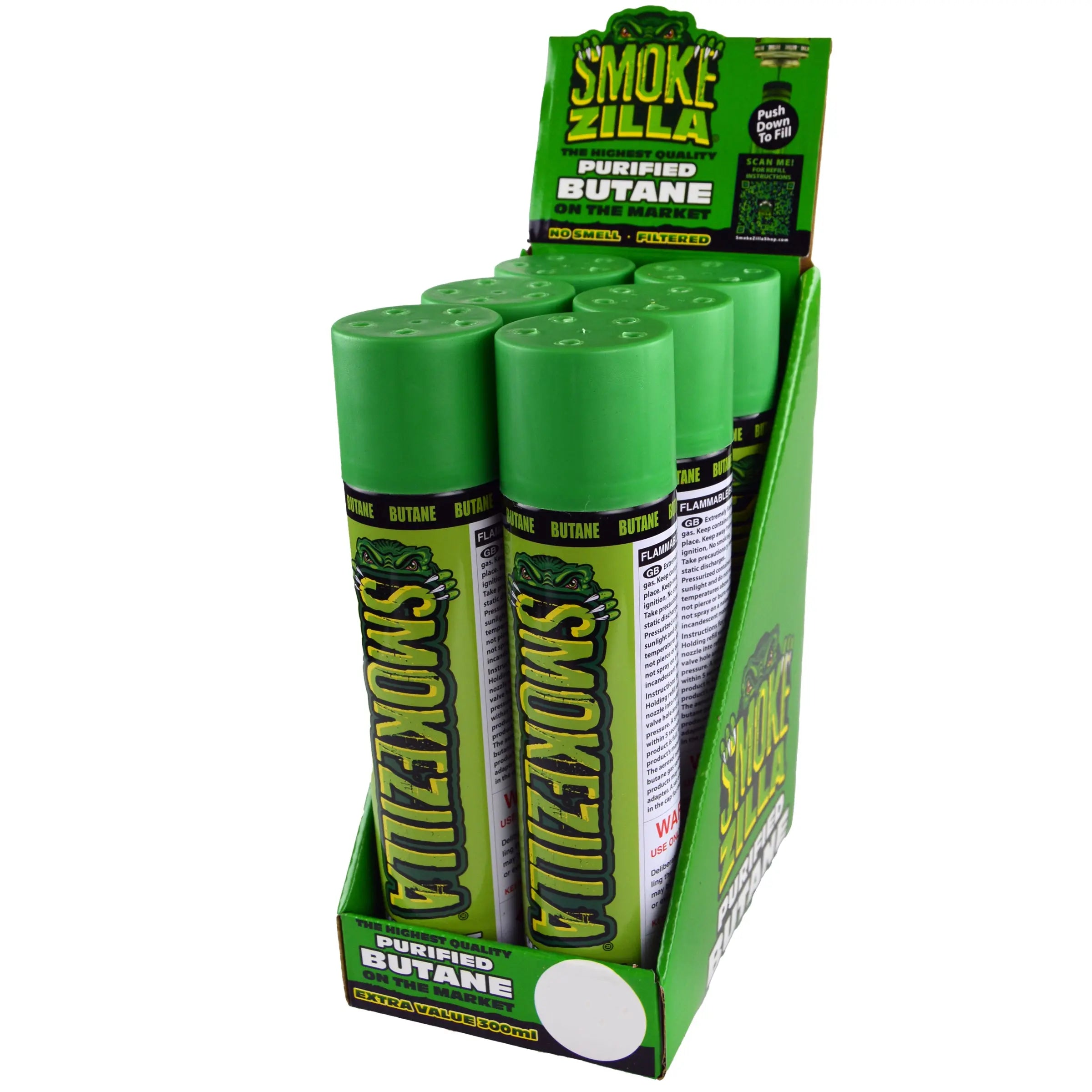 300ML Bulk Smokezilla Butane Refill - 6 Pieces Per Retail Ready Display 22633 SMOKEZILLA
