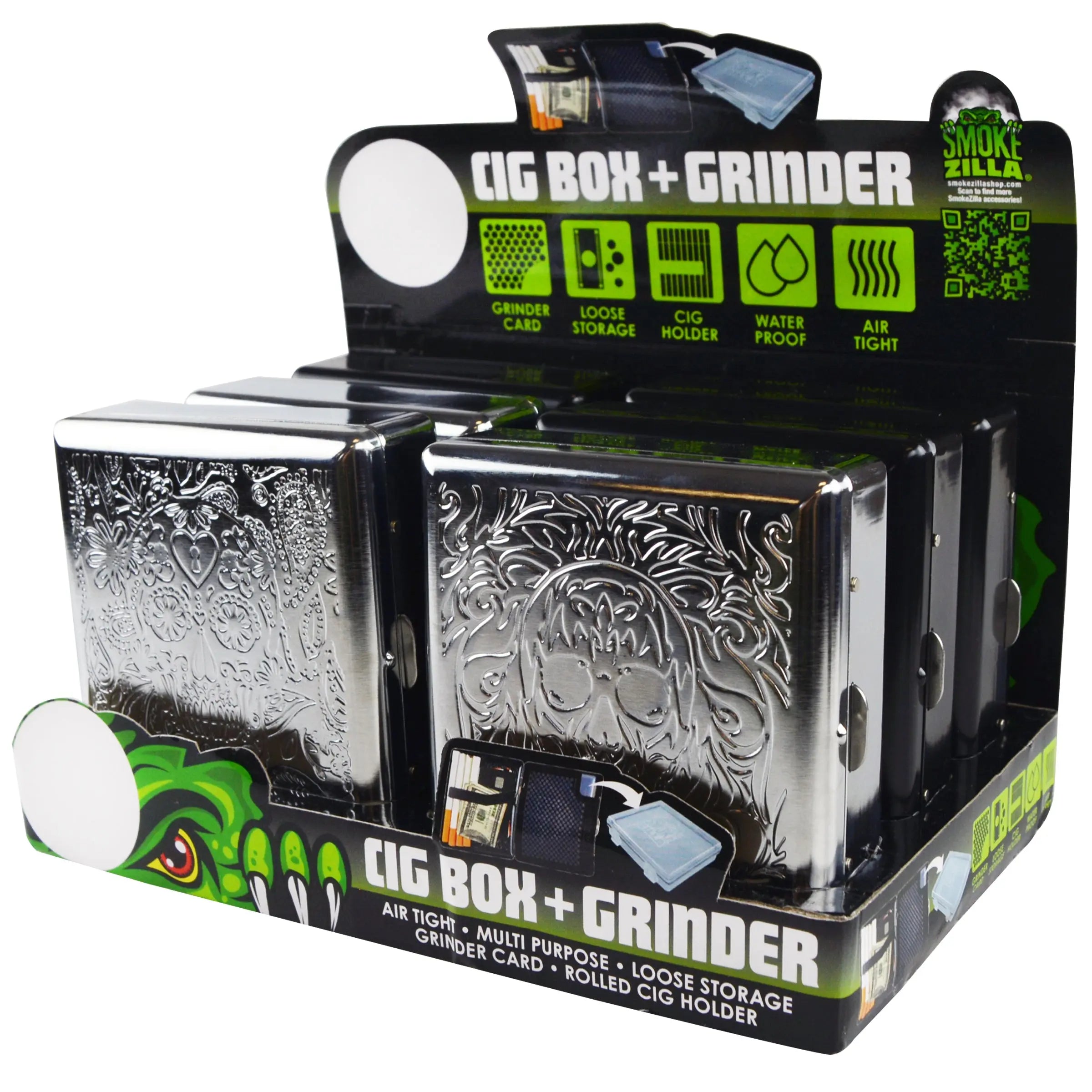 Metal Cigarette Box with Tools - 6 Pieces Per Retail Ready Display 22649 SMOKEZILLA