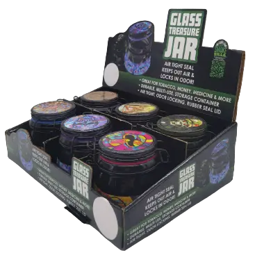 Glass Storage Jar with Clasp - 6 Pieces Per Retail Ready Display 22679 SMOKEZILLA