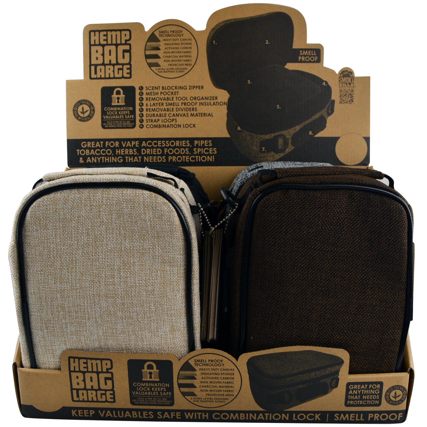 ITEM NUMBER 022711 LARGE HEMP BAG 4 PIECES PER DISPLAY