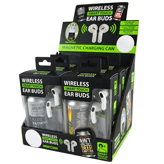 Wireless Earbuds with Printed Charging Can - 6 Pieces Per Retail Ready Display 22718 GADGET GEAR