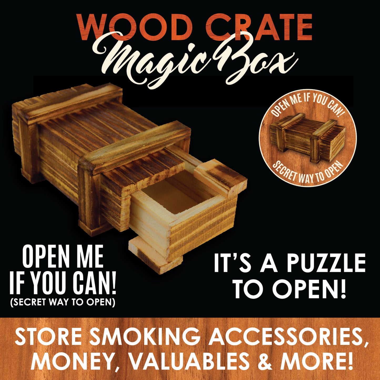 ITEM NUMBER 022776 WOODED CRATE MAGIC BOX 6 PIECES PER DISPLAY