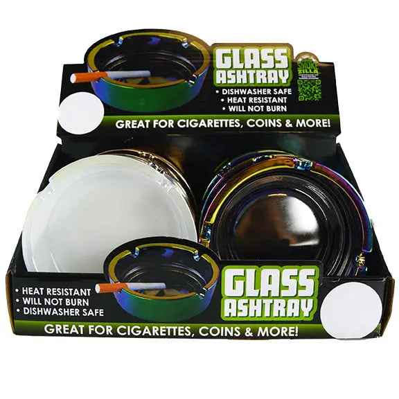 Round Glass Ashtray - 6 Pieces Per Retail Ready Display 22787 SMOKEZILLA