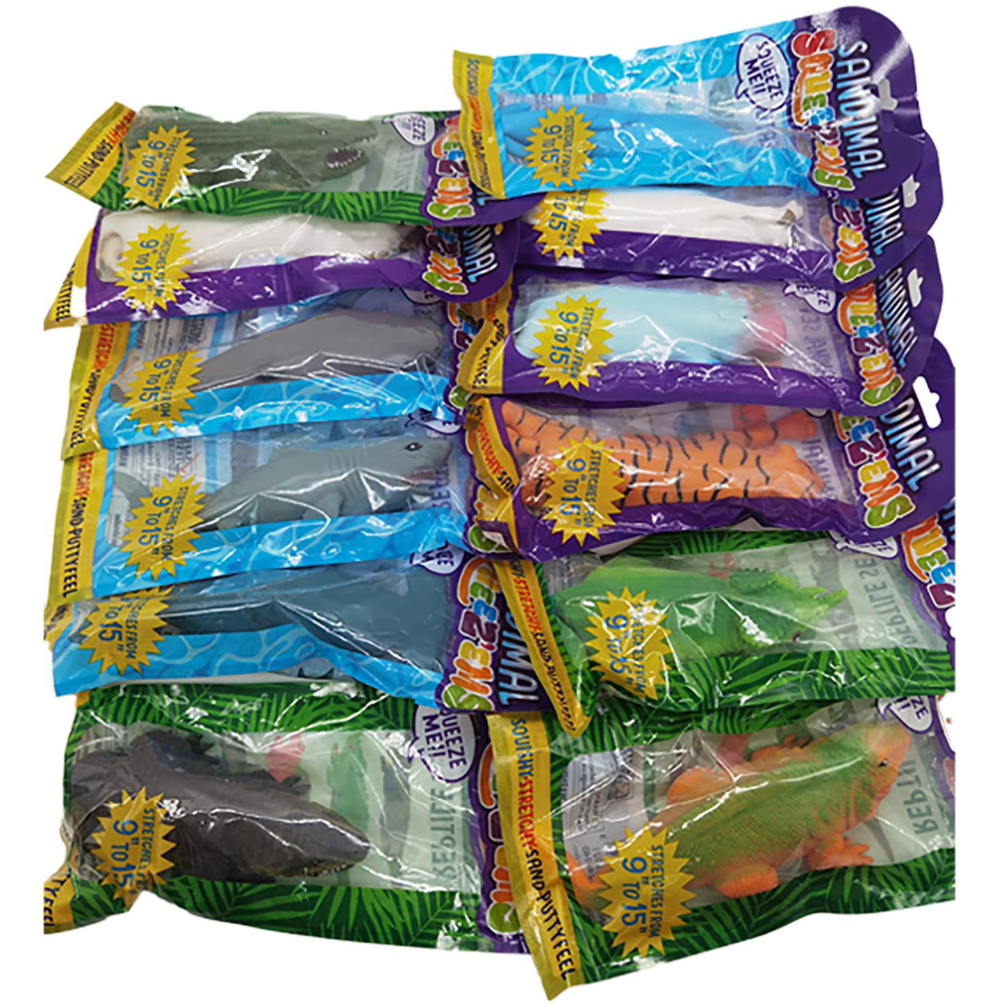 ITEM NUMBER 022791 LARGE SQUEEZE SAND ANIMALS 12 PIECES PER DISPLAY
