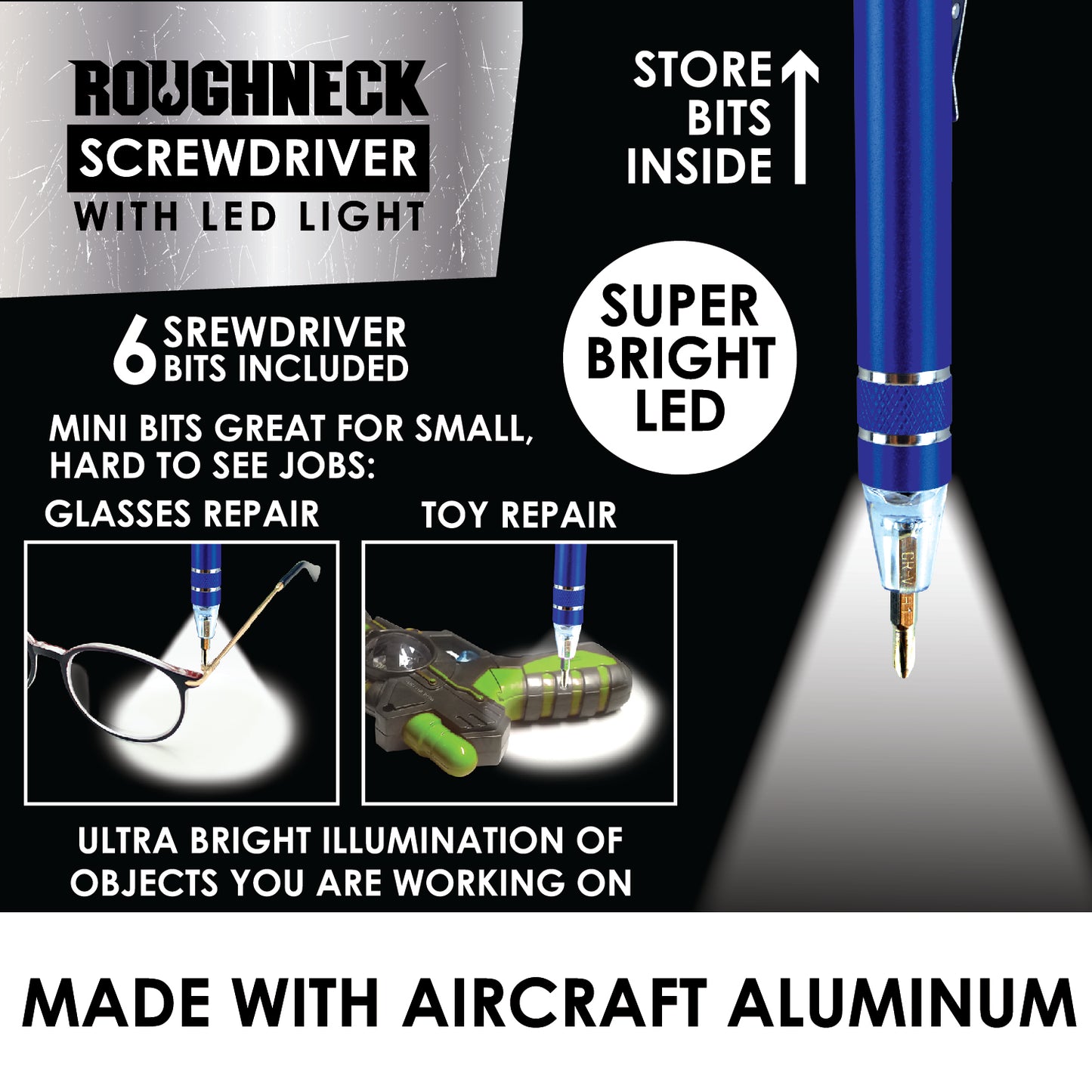 ITEM NUMBER 022802 SCREWDRIVER LED TOOL FLASHLIGHT 6 PIECES PER DISPLAY