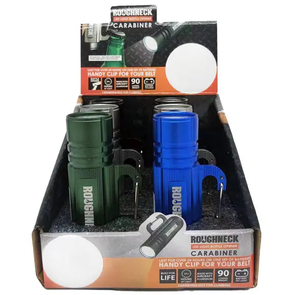 LED Flashlight with Carabiner - 6 Pieces Per Retail Ready Display  22816 ROUGHNECK