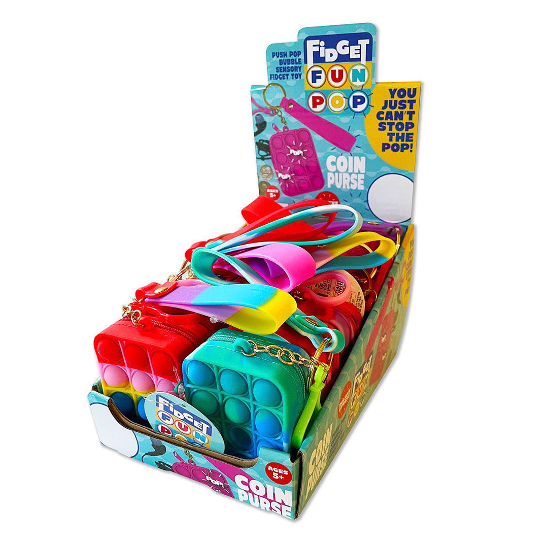 ITEM NUMBER 022832 FIDGET FUN POP COIN PURSE 12 PIECES PER DISPLAY